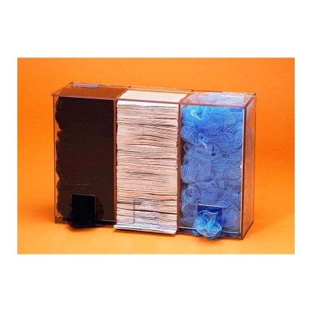 Keystone Safety Triplex Hairnets/Bouffants Dispenser, Wall Mountable, 12"L x 3"W x 8"H DISP-TRIPLEX